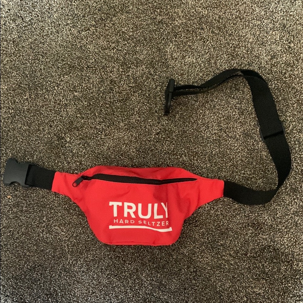 TRULY Red and Black Belt Bag Compact and Durable